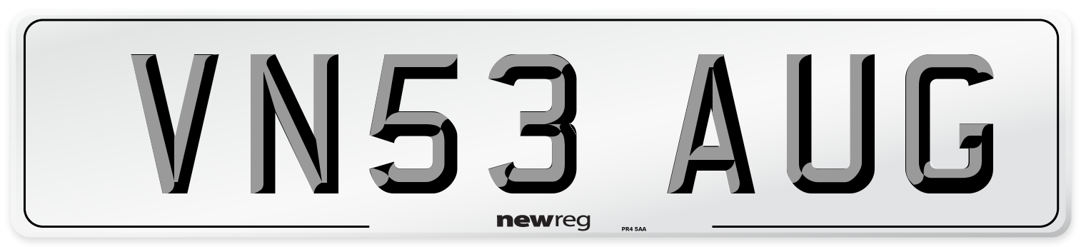 VN53 AUG Number Plate from New Reg